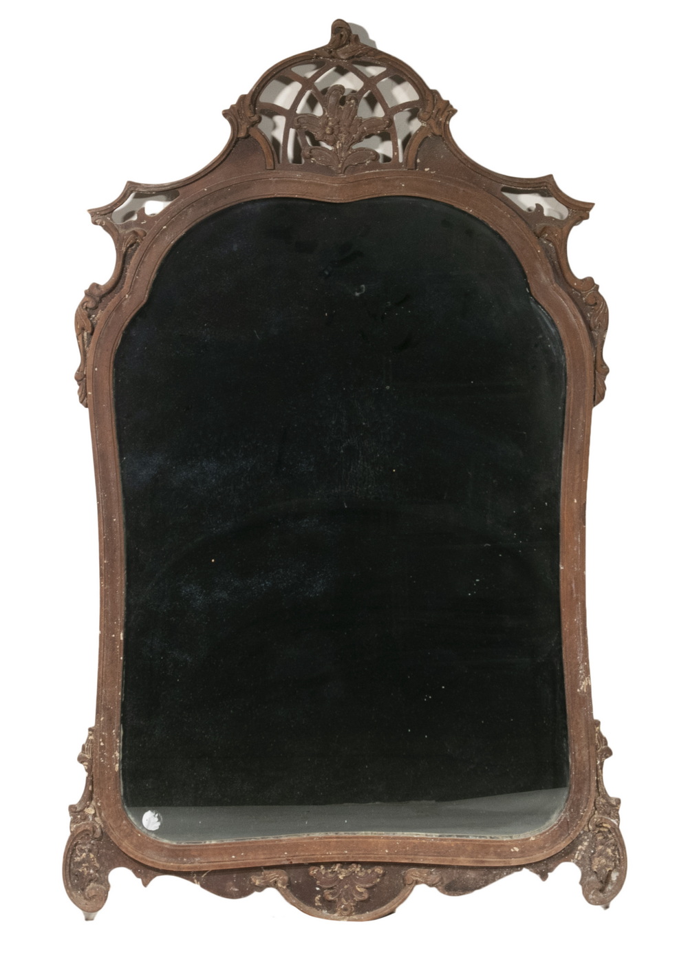 Appraisal: BELLE EPOCH FRENCH LOOKING GLASS Carved Mahogany Frame with reticulated