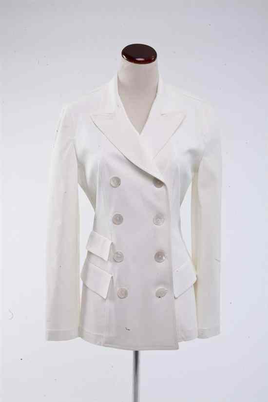 Appraisal: THREE DESIGNER JACKETS Including Donna Karan white double breasted jacket