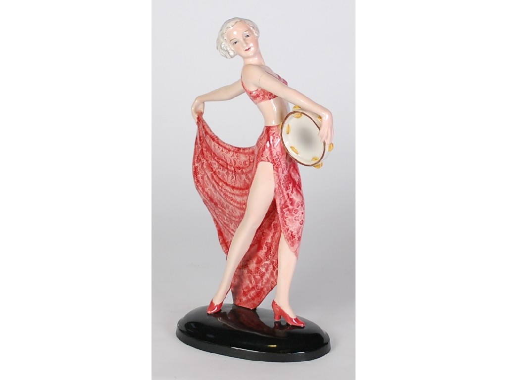 Appraisal: GOLDSCHEIDER 'TARANTELLA' POTTERY FIGURE BY J LORENZL modelled in striking