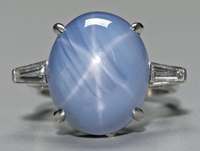 Appraisal: Star sapphire platinum ring fine natural medium blue star sapphire