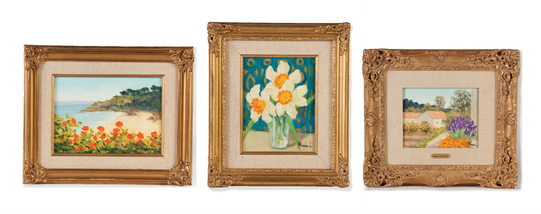 Appraisal: THREE PAINTINGS BY MARIE LUCIE NESSI-VALTA FRANCE - Oil on