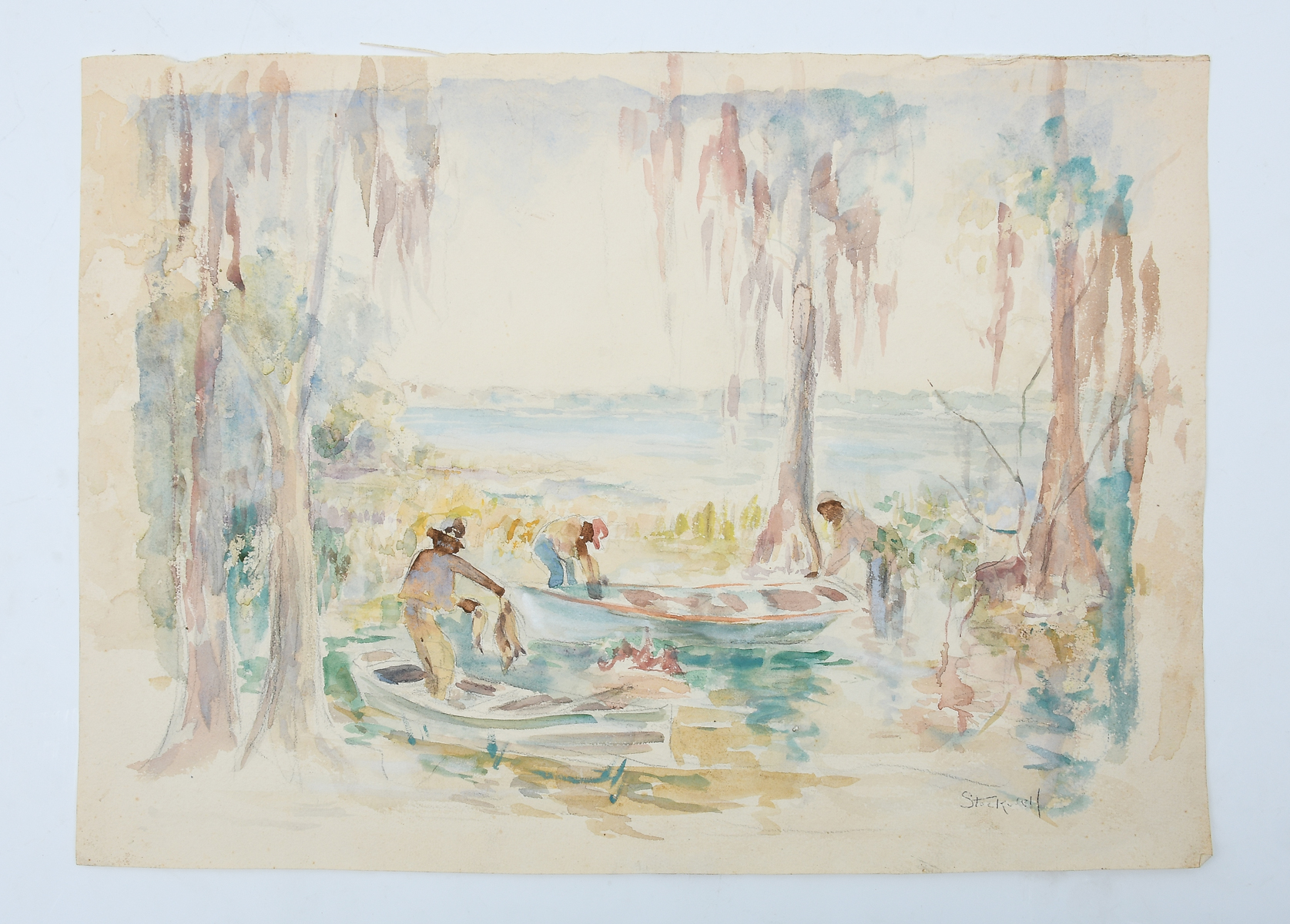 Appraisal: STOCKWELL Catherine Haynes American - Florida Fishermen Coming Home with