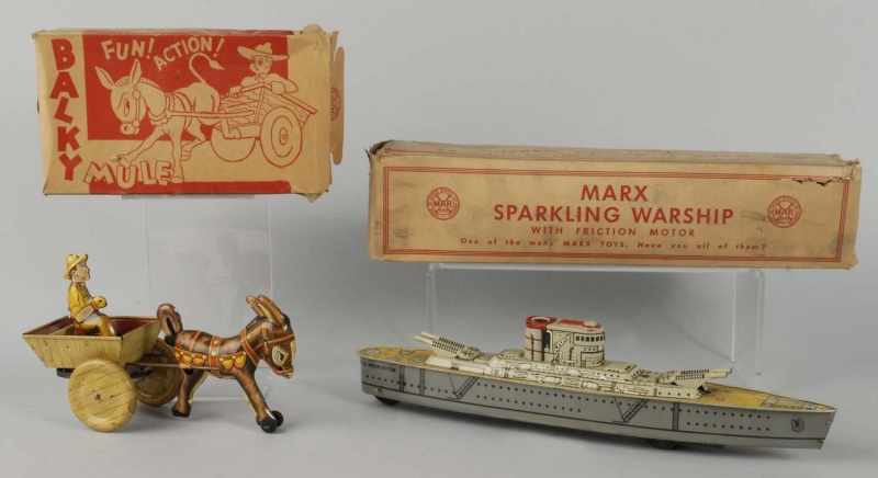 Appraisal: Lot of Tin Litho Marx Vehicle Toys Description American Working