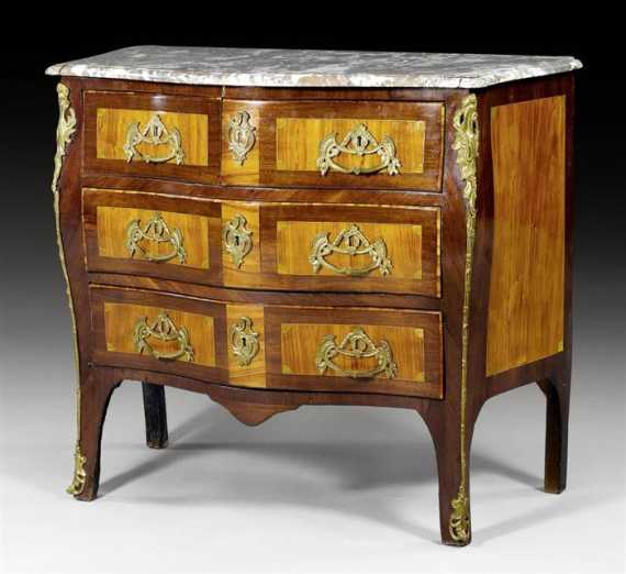 Appraisal: SMALL COMMODE Louis XV stamped I G SCHLICHTIG Jean Georges