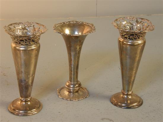 Appraisal: Pair of George V silver trumpet vases with pierced and