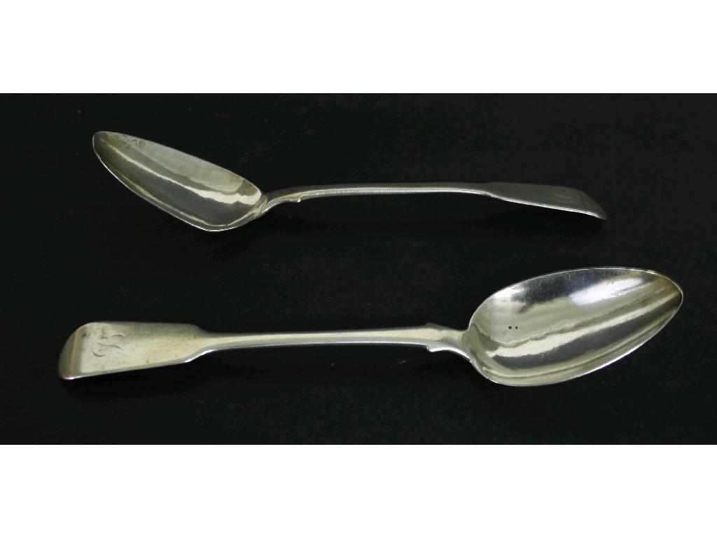 Appraisal: George III fiddle pattern silver table spoon maker RR London