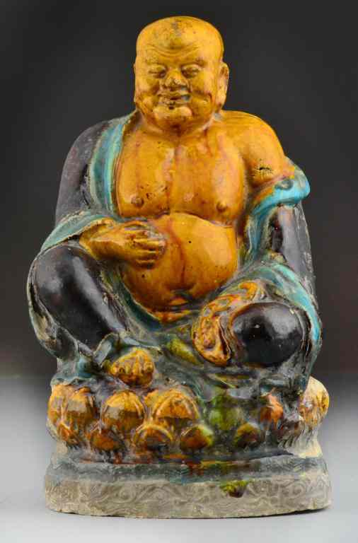 Appraisal: Chinese Qing Sancai Ceramic FigureFinely molded and painted in three