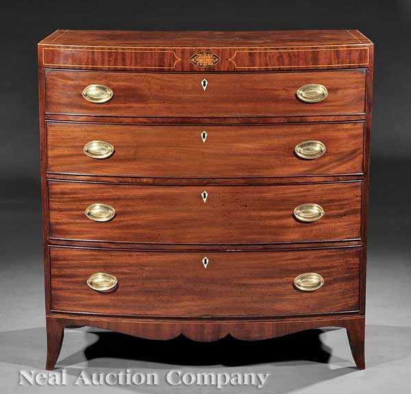 Appraisal: A Good George III Inlaid Mahogany Bowfront Chest of Drawers