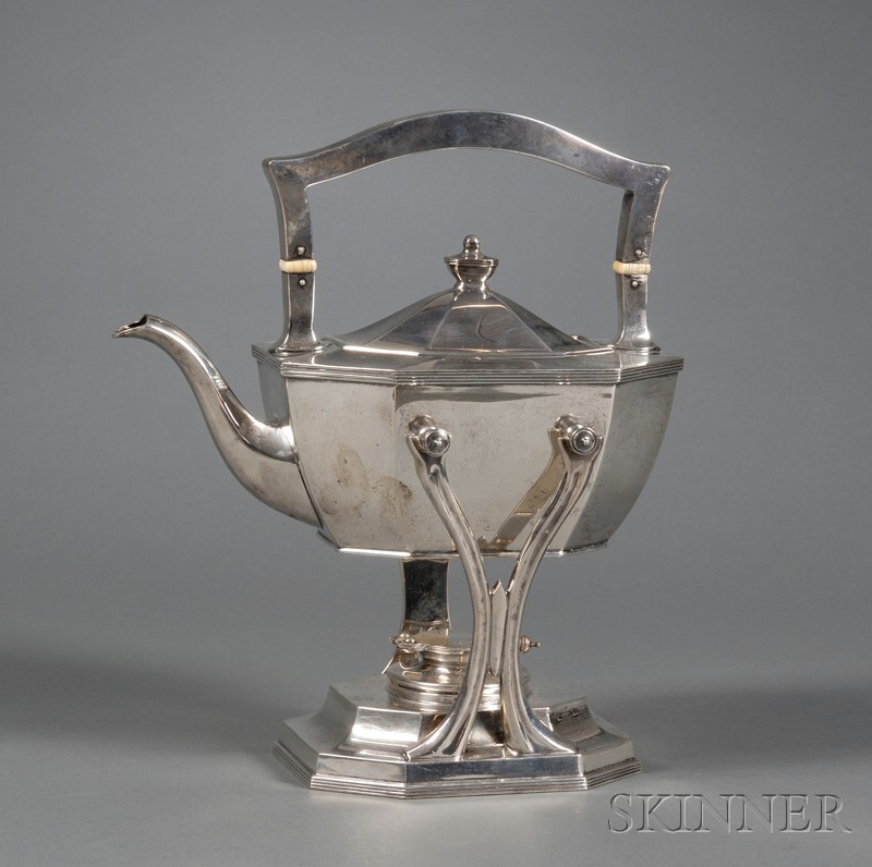 Appraisal: Dominick Haff Sterling Queen Anne Kettle on Stand tapered octagonal