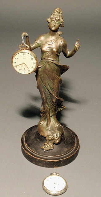 Appraisal: Art Nouveau style bronze watch holder in the form of