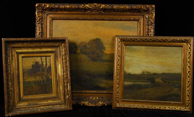 Appraisal: ARTHUR DAWSON American - THREE TONALIST LANDSCAPES three oils on