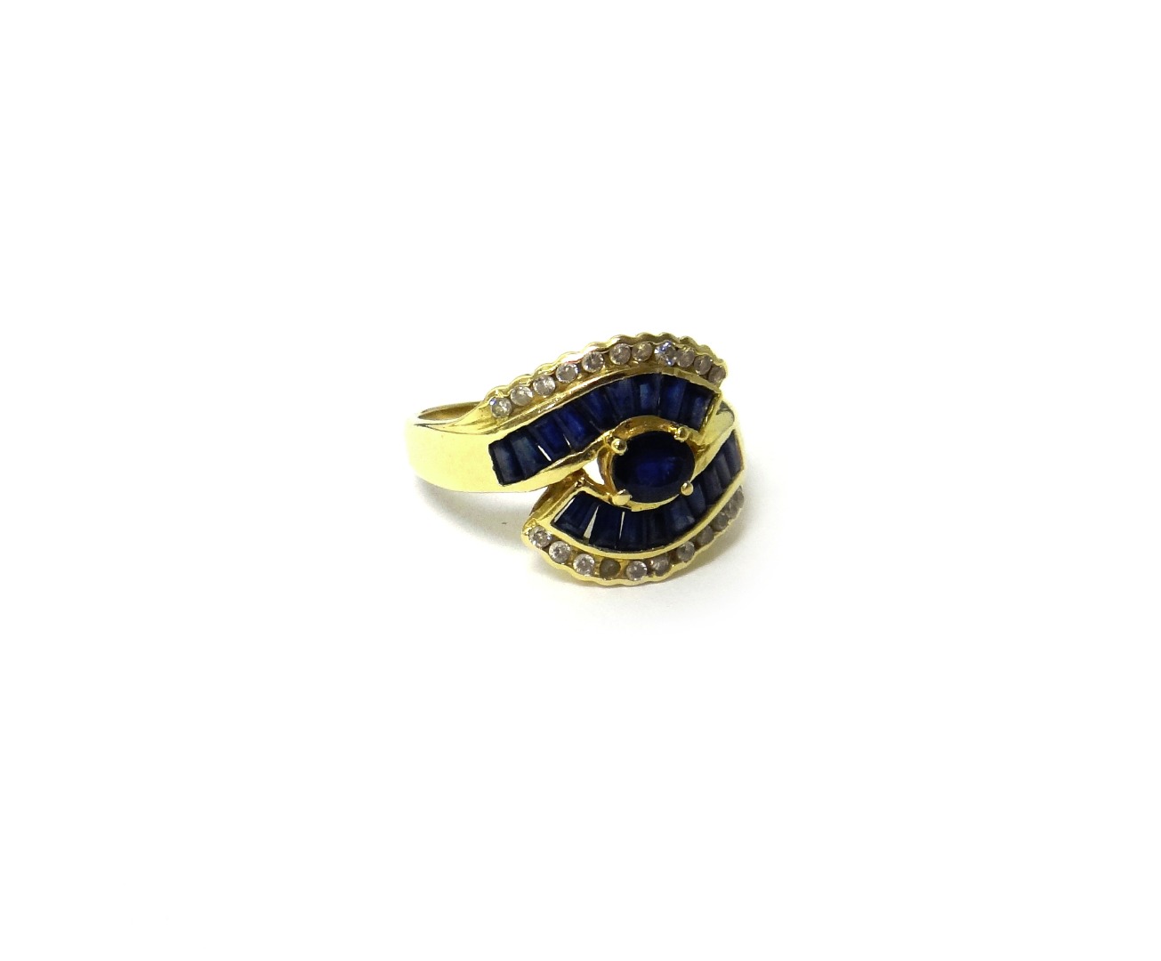 Appraisal: A gold sapphire and diamond set ring mounted with the