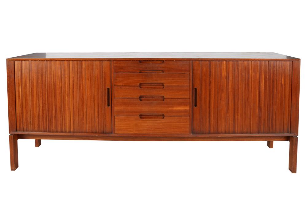 Appraisal: DANISH MODERN TEAK SIDEBOARDapparently unsigned with five central drawers flanked