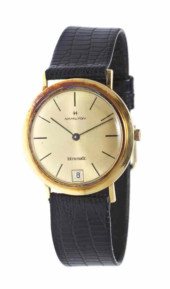 Appraisal: An Karat Yellow Gold Intra-matic Wristwatch Hamilton mm case diameter