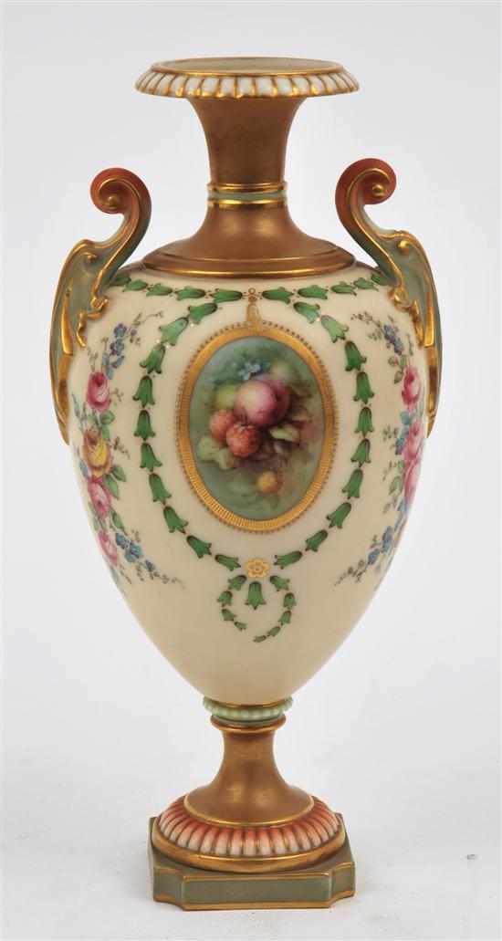 Appraisal: A Royal Worcester porcelain vase Signed Chivers circa The ovoid