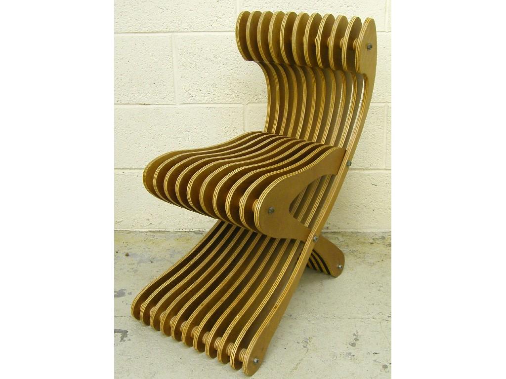 Appraisal: Contemporary designer slatted concertina style chair high