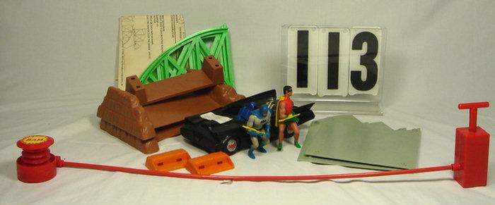 Appraisal: Batman and Robin 's Exploding Bridge Set car has a