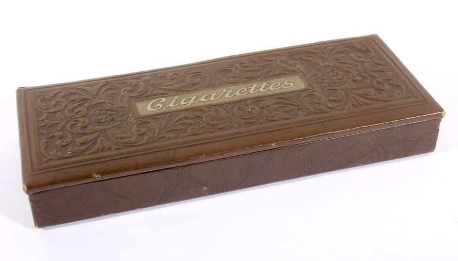 Appraisal: Leather Embossed Cigarette Case For your consideration is a leather