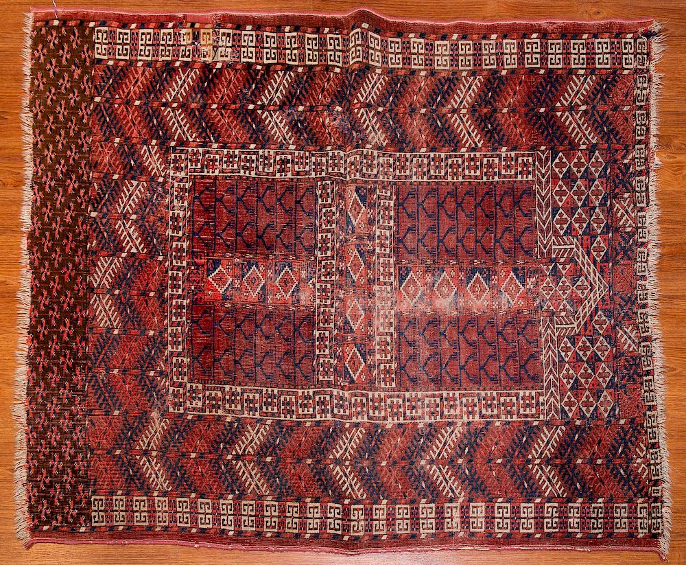 Appraisal: Antique Turkemon Hatchli Rug Turkestan x first half- th century