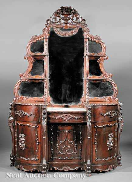 Appraisal: An American Rococo Carved Mahogany tag re Cabinet mid- th