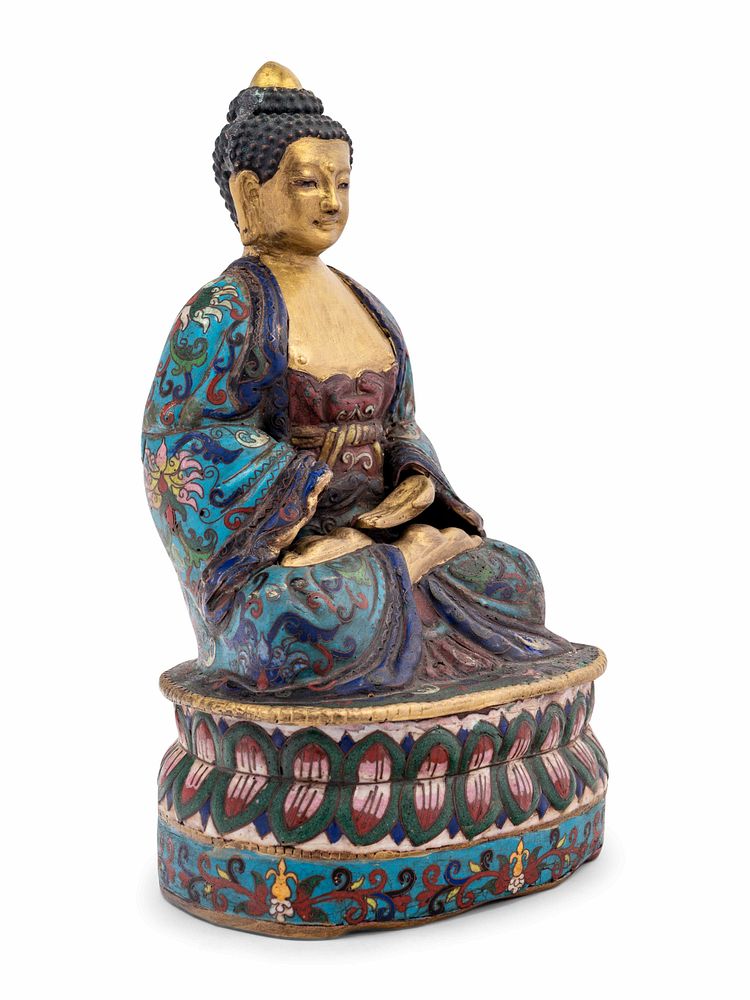 Appraisal: A Chinese Cloisonne Enamel Figure of Buddha Shakyamuni A Chinese