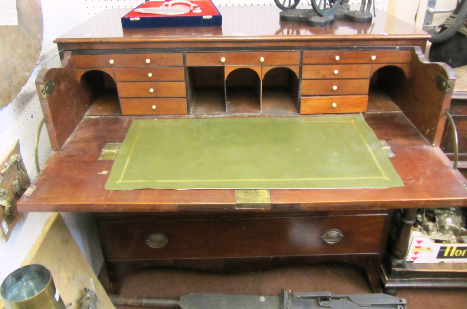 Appraisal: A George III inlaid mahogany secretaire chest with fitted drawer