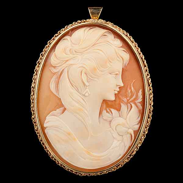 Appraisal: Agate Cameo Brooch A carved portrait of a lady set