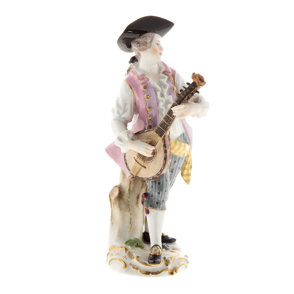 Appraisal: Meissen Porcelain Figure Gallant Lute Player late th century underglaze