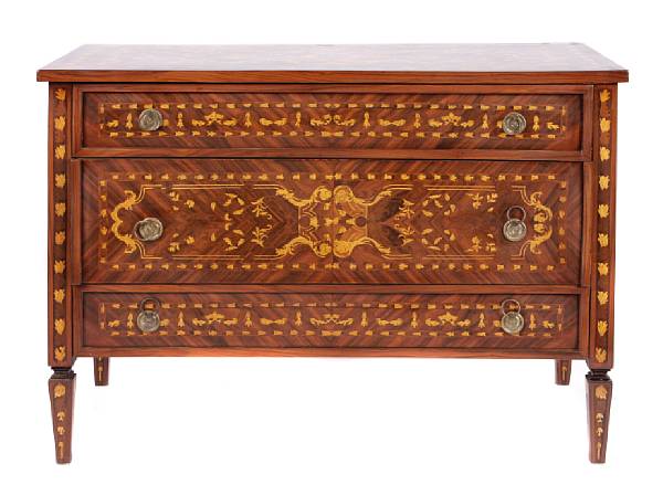 Appraisal: A Louis XVI style mixed wood inlaid commode height in