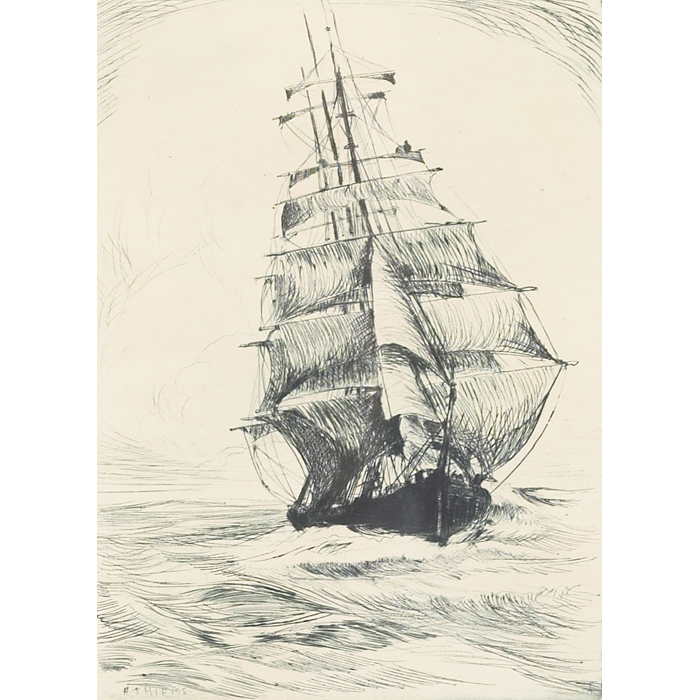 Appraisal: Anthony Thieme American - Ship at Sea c etching x