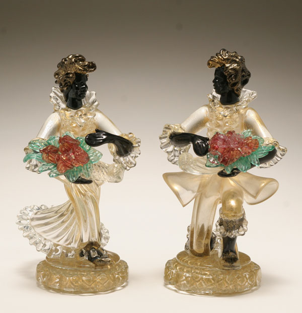 Appraisal: Pair Murano art glass blackamoor figures probably Barovier c H