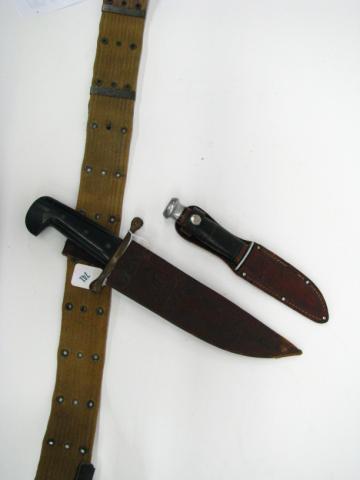 Appraisal: Case XX hunting knife long brass shank with leather sheath