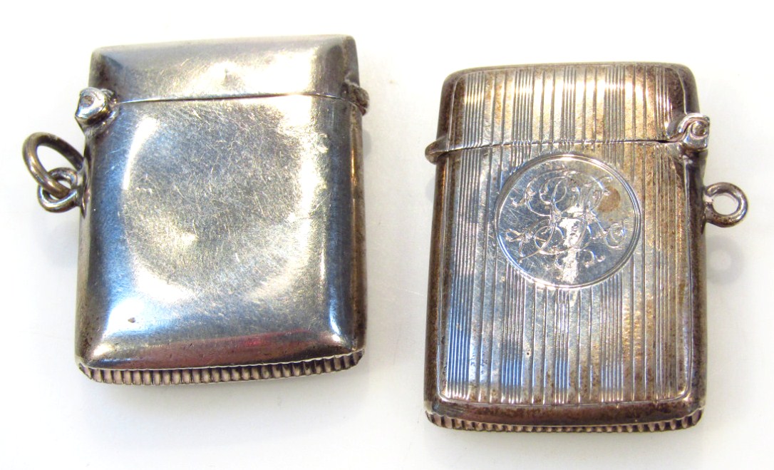 Appraisal: A George V silver vesta case the shaped oblong body