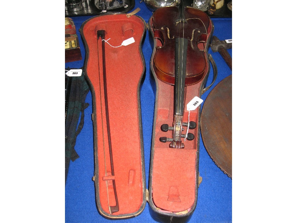 Appraisal: Violin by Jerome Lamy Co with bow in case