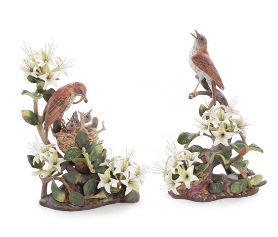 Appraisal: Pair Boehm Wood Thrushes no H W pcs Provenance North