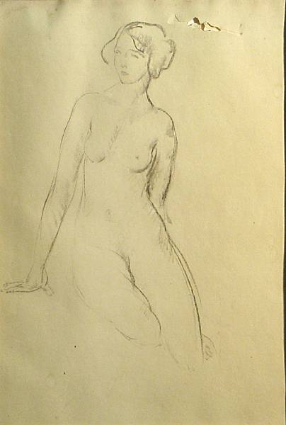 Appraisal: Leon Kroll American - Nude Female unsigned conte crayon on