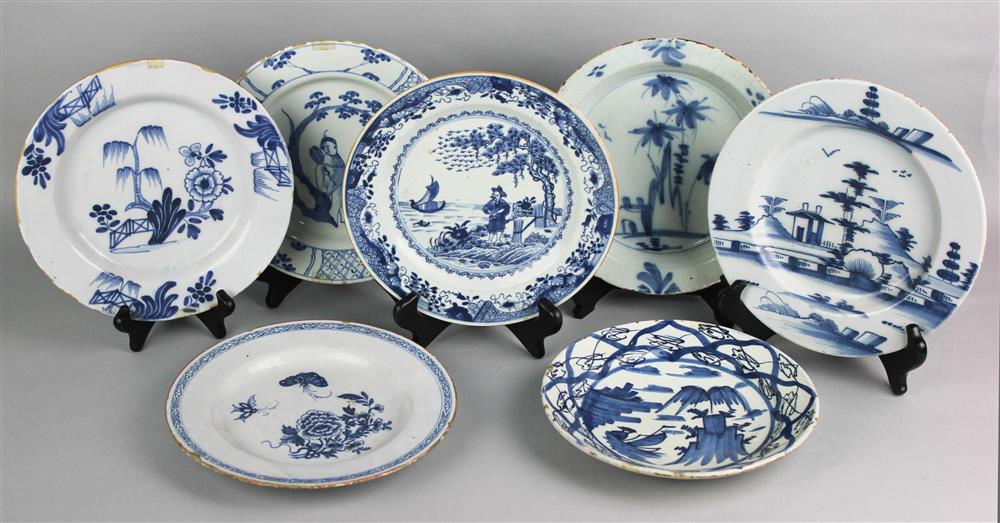 Appraisal: GROUP OF SEVEN DELFT BLUE AND WHITE CABINET PLATES TH