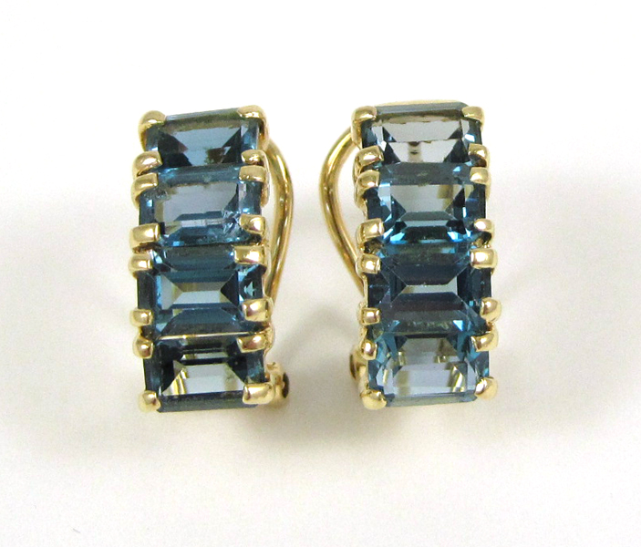 Appraisal: PAIR OF LONDON BLUE TOPAZ EARRINGS each k yellow gold