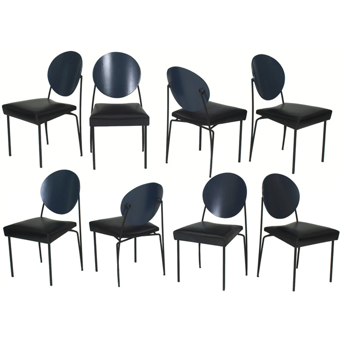 Appraisal: Dakota Jackson Vik-ter dining chairs set of eight dark blue