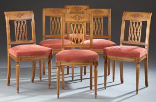 Appraisal: Set of Six French Carved Cherry Directoire Style D Set