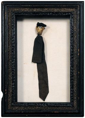 Appraisal: Rare Colonial mourning effigy figure wearing a tricorn hat and