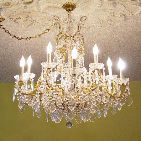 Appraisal: LIGHT MARIA THERESA CRYSTAL CHANDELIER Sparkling with beads swags and