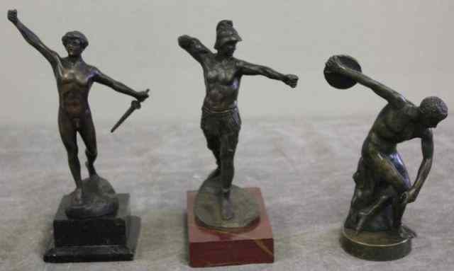 Appraisal: Lot of Bronzes Including Discus Throweran archer signed ''G Am