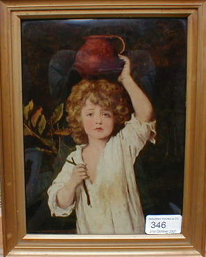 Appraisal: An early thC crystoleum depicting a young boy holding a