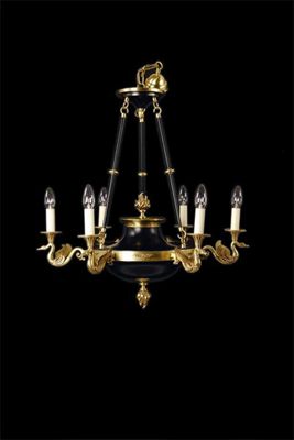 Appraisal: An Empire style six light electrolier by Chelsom with swan