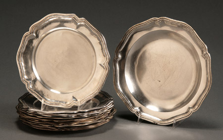 Appraisal: Set of Twelve Peruvian Silver Dessert Plates Plata Zetko First