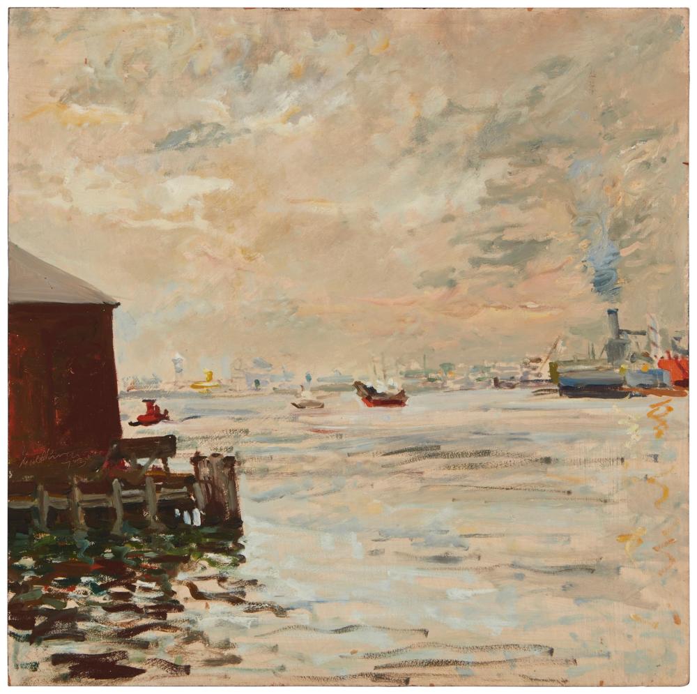 Appraisal: RAOUL MIDDLEMAN B HARBOR SCENE OIL ON BOARD H X