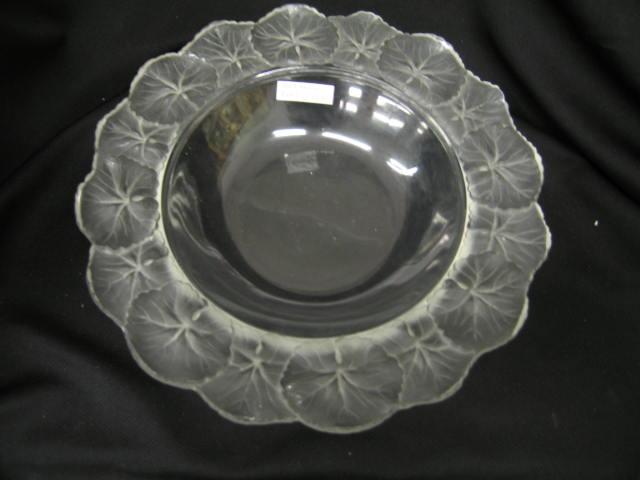 Appraisal: Lalique French Crystal Serving Bowl frosted leaf design excellent