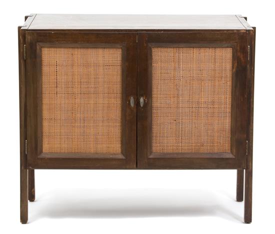 Appraisal: Sale Lot A Modern Wood and Rattan Bar Chest th