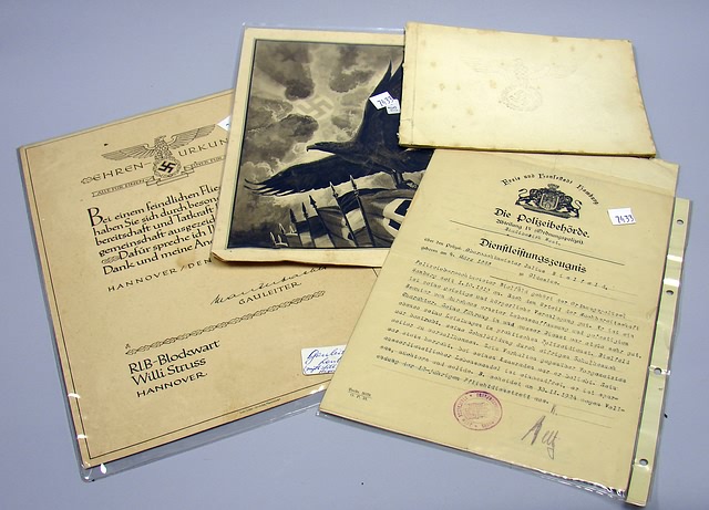 Appraisal: Lot consists of pre-WWII and WWII period award documents and